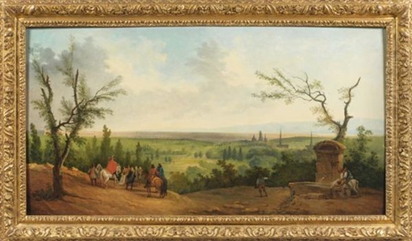 Louis Xiv Devant L'aqueduc De Maintenon Oil Painting by Hubert Robert