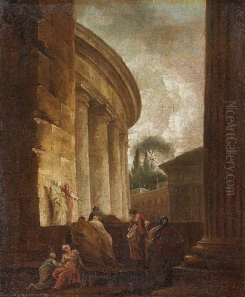 Caprice Architectural Inspire Du Tempietto Di San Pietro In Montorio A Rome Oil Painting by Hubert Robert