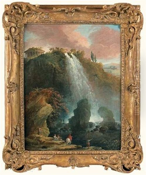 Les Cascades De Tivoli Avec Le Temple De La Sibylle Oil Painting by Hubert Robert