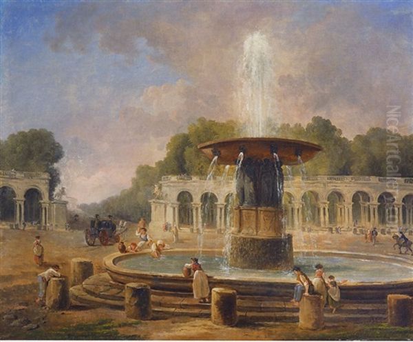 Projet Pout L'amenagement De La Place De La Concorde Et L'edification De L'arc De Triomphe Avec Vue Sur Les Champs-elysees Oil Painting by Hubert Robert