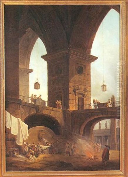 Architecture Colossale De Fantaisie Oil Painting by Hubert Robert