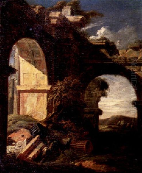 A Shepherd By A Classical Ruin by Hubert Robert