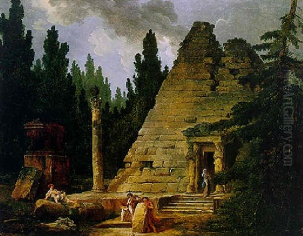 The Pyramid Of Maupertuis Oil Painting by Hubert Robert