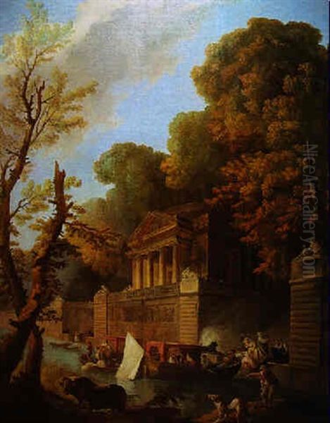 Scene Du Parc Oil Painting by Hubert Robert