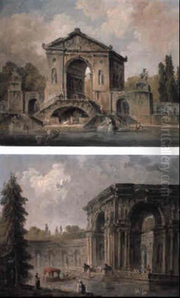 La Portique Oil Painting by Hubert Robert