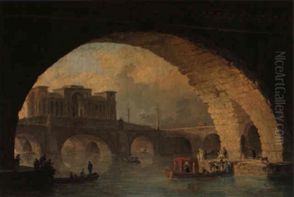 Le Pont Triomphal Oil Painting by Hubert Robert