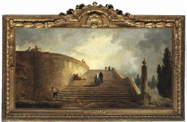 L'escalier Oil Painting by Hubert Robert