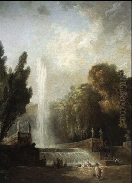 La Cascade De Saint Cloud Oil Painting by Hubert Robert