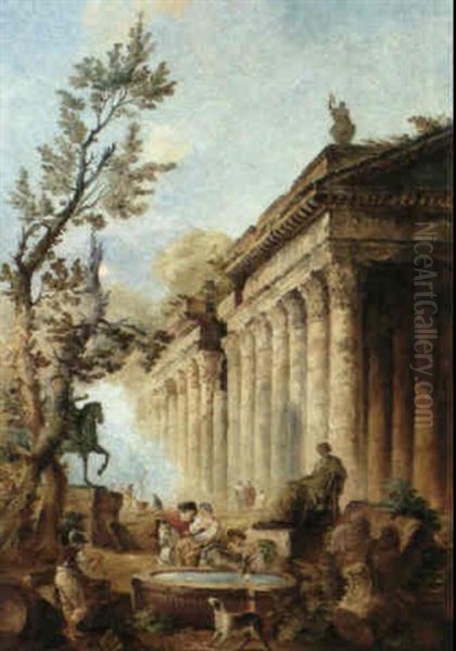 Ruinenlandschaft Mit Staffage Oil Painting by Hubert Robert