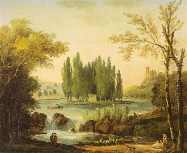 The Tomb Of Jean-jacques Rousseau At Ermenonville Oil Painting by Hubert Robert