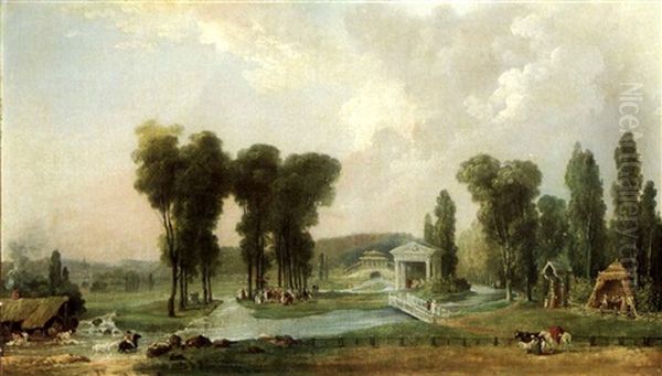 Une Fete Dans La Parc D'ermenonville Oil Painting by Hubert Robert