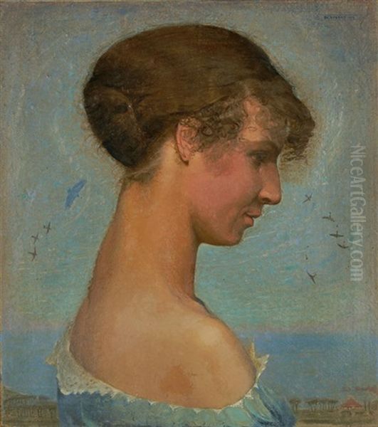 Portrait Einer Jungen Frau Oil Painting by Jean Philippe Edouard Robert