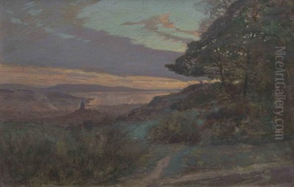 Campagne Biennoise Au Crepuscule Oil Painting by Leo Paul Samuel Robert