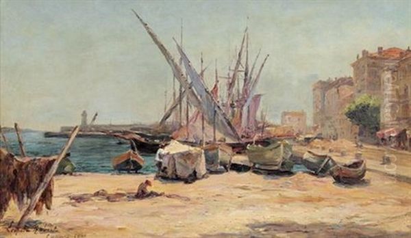 Hafenpartie In Cannes Oil Painting by Leopold Robert