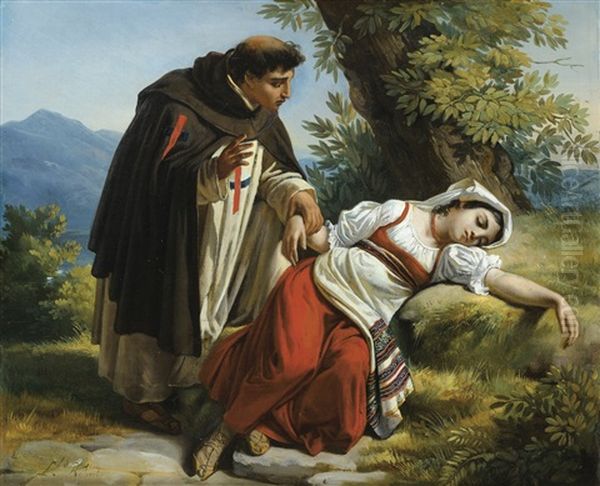 La Charite Du Moine Oil Painting by Leopold-Louis Robert