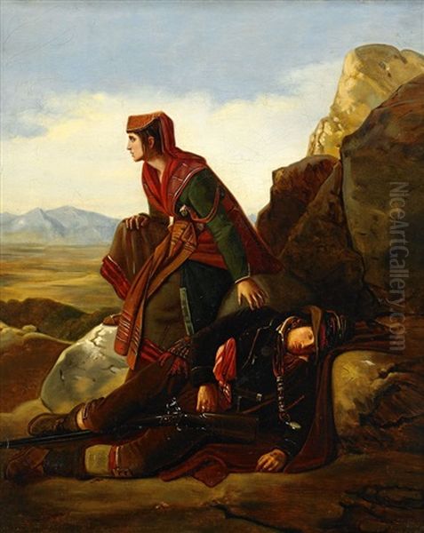 Vilostund I Bergssluttning Oil Painting by Leopold-Louis Robert