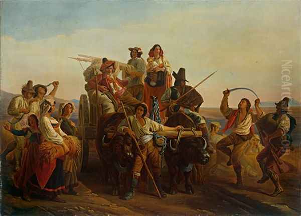 Die Ankunft Der Schnitter In Den Pontinischen Sumpfen Oil Painting by Leopold-Louis Robert