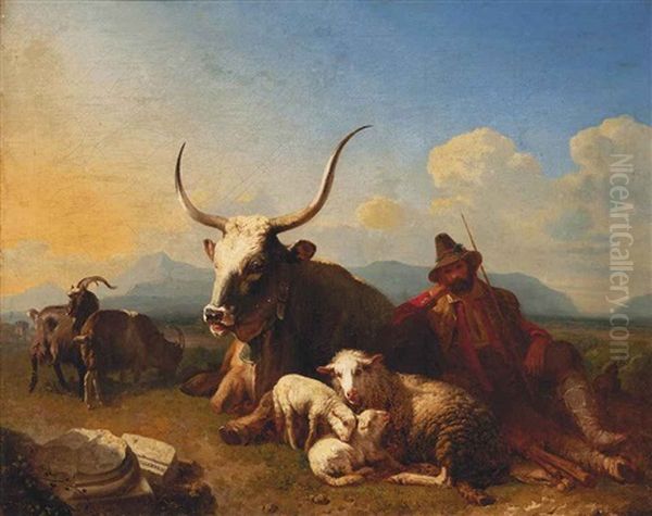 A Herdsman In The Roman Campagna Oil Painting by Leopold-Louis Robert