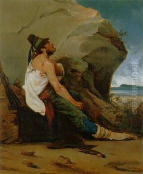 Verlezter Rauber Oil Painting by Leopold-Louis Robert