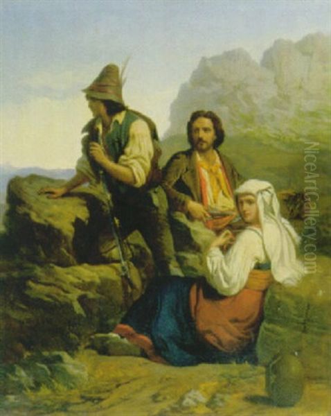 Italienische Banditen Auf Der Lauer Oil Painting by Leopold-Louis Robert