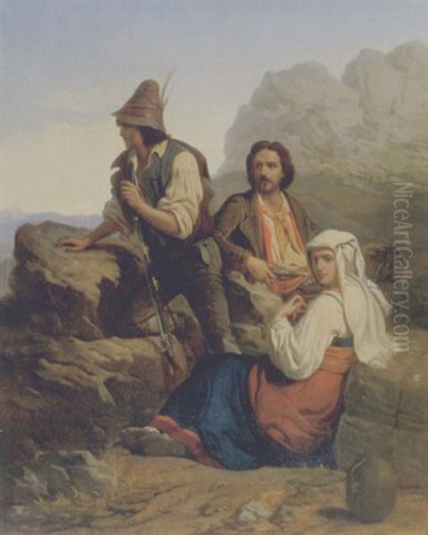 Italienische Banditen Auf Der Lauer Oil Painting by Leopold-Louis Robert