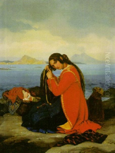 Femme De L' Ile De Procida Et Son Enfant Oil Painting by Leopold-Louis Robert