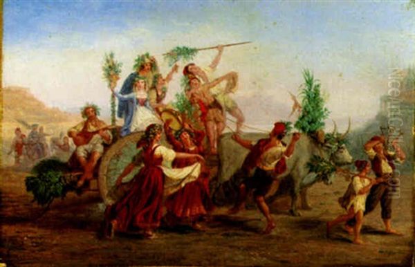 The Arrival Of The Harvest In The Pontine Marshes Oil Painting by Leopold-Louis Robert