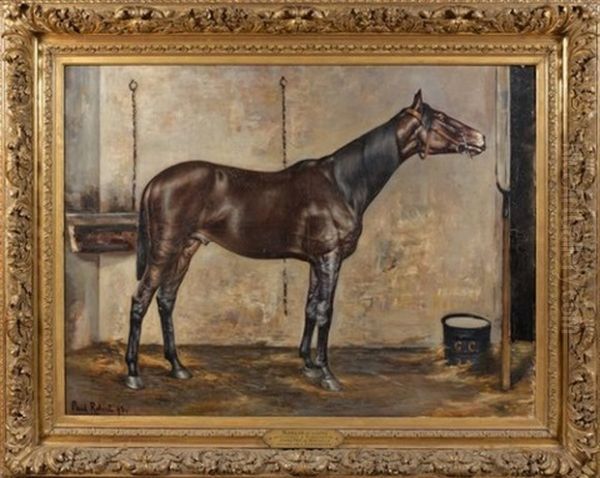 Portrait Du Cheval Merlin Ne En Gagnant Du Grand Prix De Deauville 1895 Oil Painting by Paul Robert