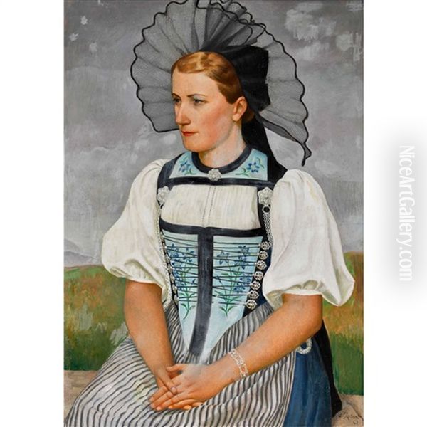 Berner Trachtenfrau Oil Painting by Paul Theophile Robert