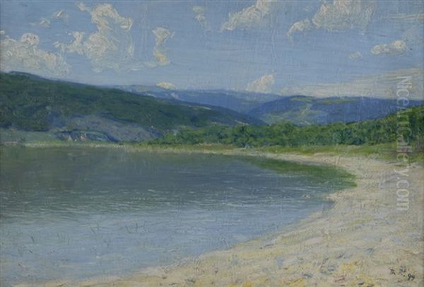 Blick Von Sutz-lattrigen Auf Den Bielersee Oil Painting by Paul Theophile Robert