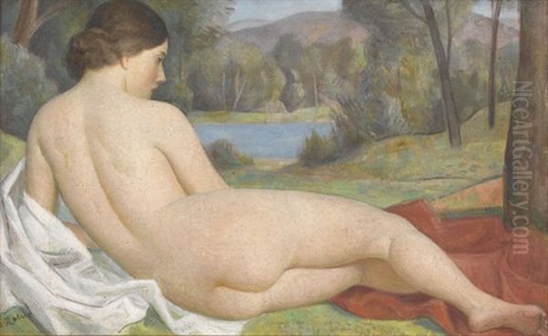 Baigneuse Couchee, De Dos Oil Painting by Paul Theophile Robert