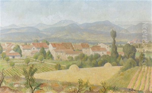 Sudliche Landschaft Mit Kleinem Dorf Oil Painting by Paul Theophile Robert