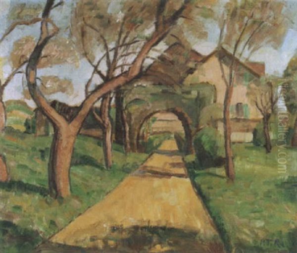 L'allee Du Jardin Oil Painting by Paul Theophile Robert