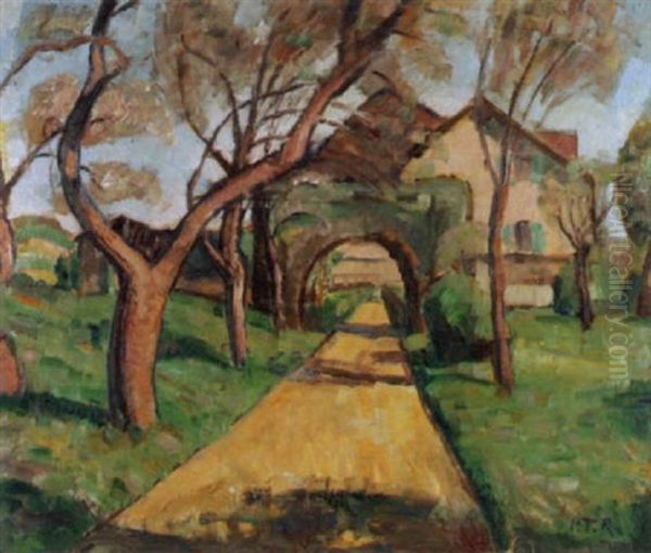 L'allee Du Jardin Oil Painting by Paul Theophile Robert