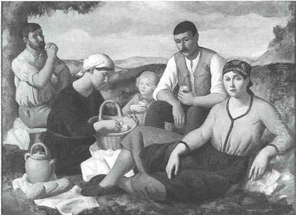 The Family Picnic Oil Painting by Paul Theophile Robert