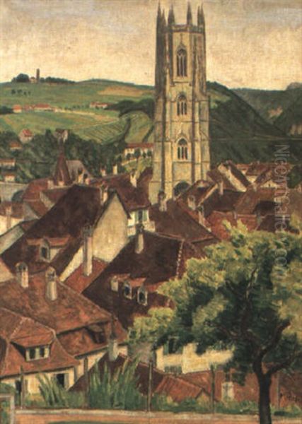 Blick Auf Fribourg Oil Painting by Paul Theophile Robert