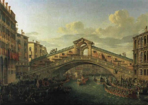 Einzug Kaiser Franz I. Von Tsterreich In Venedig Oil Painting by Roberto Robert