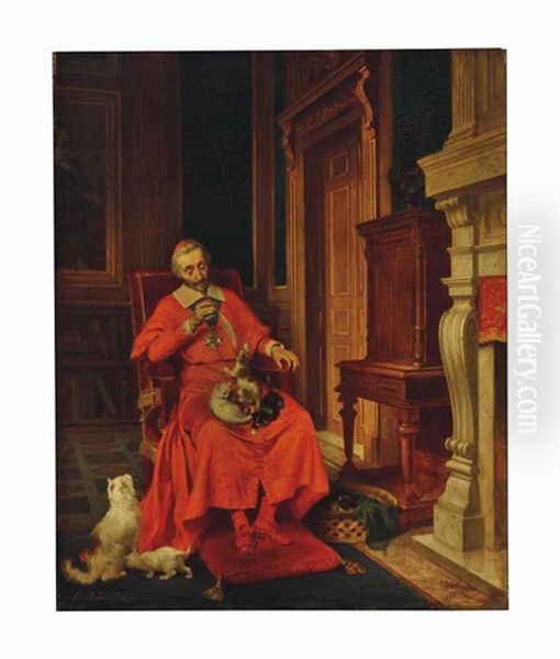 Cardinal Richelieu Oil Painting by Joseph Nicolas Robert-Fleury