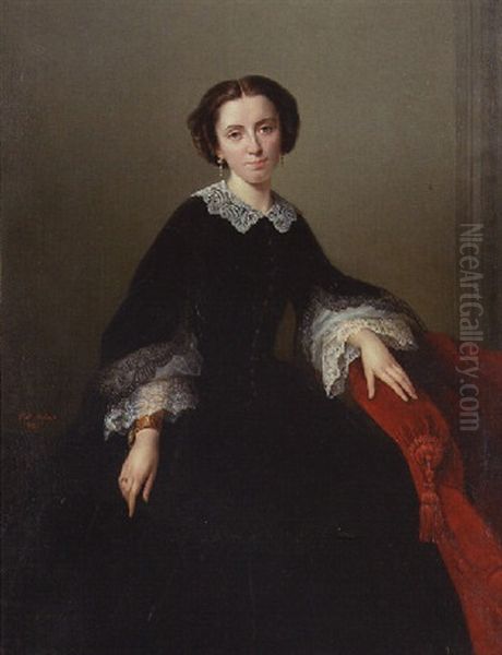 Portrait Of A Lady Oil Painting by Albert Pierre Roberti