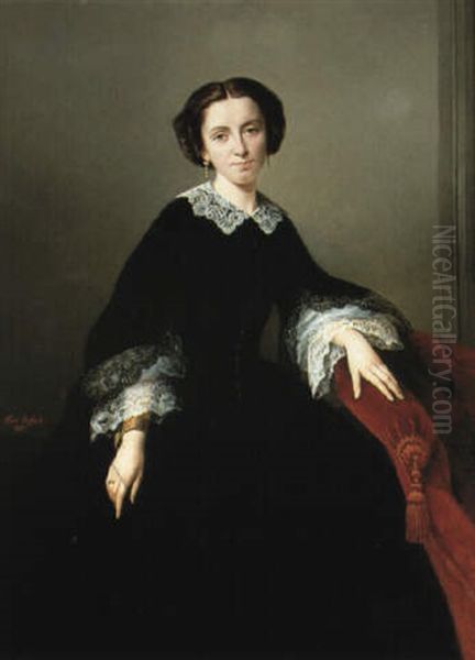 Portrait Of A Lady Oil Painting by Albert Pierre Roberti