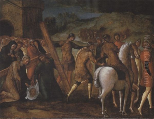 Christ On The Way To Calvary Oil Painting by Ercole de' Roberti