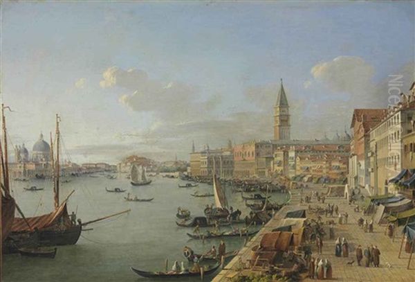 A View Of Venice With The Doge's Palace, Saint Mark's Campanile And Santa Maria Della Salute Oil Painting by Robert Roberti