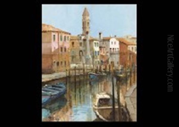 Barche-69 And Venezia-19 (2 Works) Oil Painting by Robert Roberti