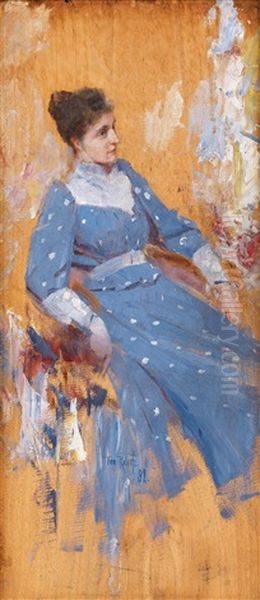 The Blue Dress Oil Painting by Tom Roberts