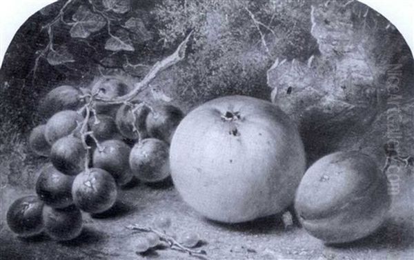 Still Life Of Grapes, Berries, A Plum And An Apple Oil Painting by Benjamin Roberts