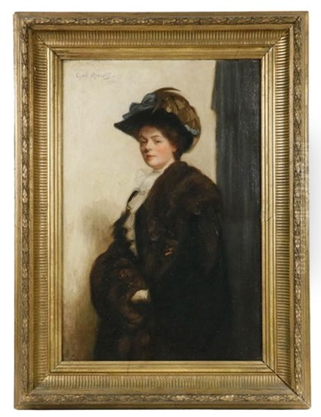 Portrait Of A Lovely Young Woman In A Picture Hat by Cyril Roberts