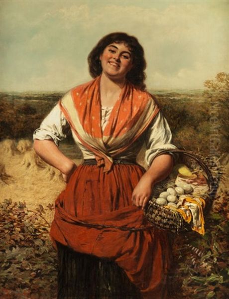 Junge Frau Mit Eierkorb Oil Painting by Edwin Thomas Roberts