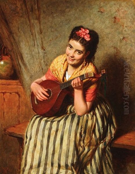 A Love Song Oil Painting by Edwin Thomas Roberts