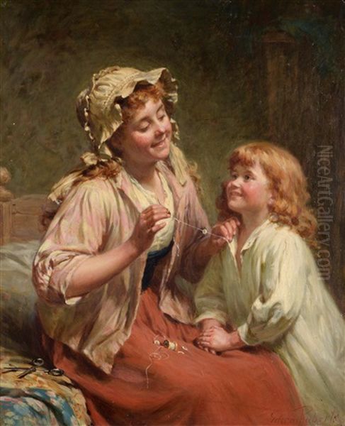 Never Too Late To Mend Oil Painting by Edwin Thomas Roberts