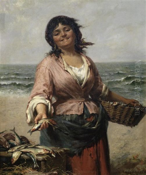 The Fisher Girl Oil Painting by Edwin Thomas Roberts